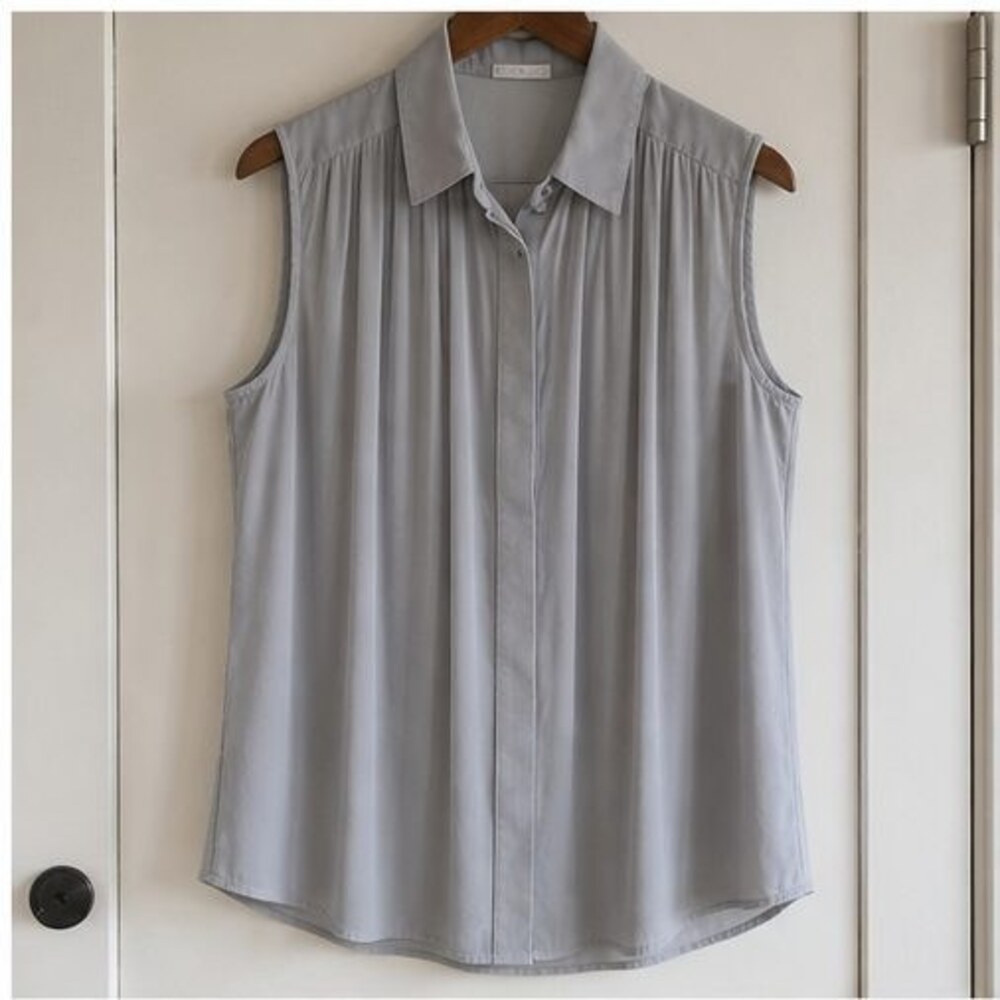 Gray Tie Neck Blouse